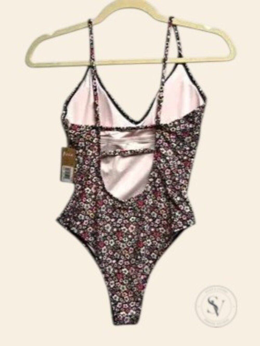 NWT Nana The Brand Floral One Piece Swimsuit V-Neck Low Back Size XS - Picture 2 of 4